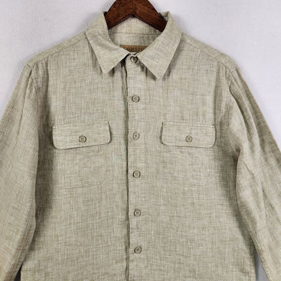 Comstock Co Mens SM 100% Linen Shirt Natural Beige Long Sleeve Button Down EUC - Picture 5 of 16